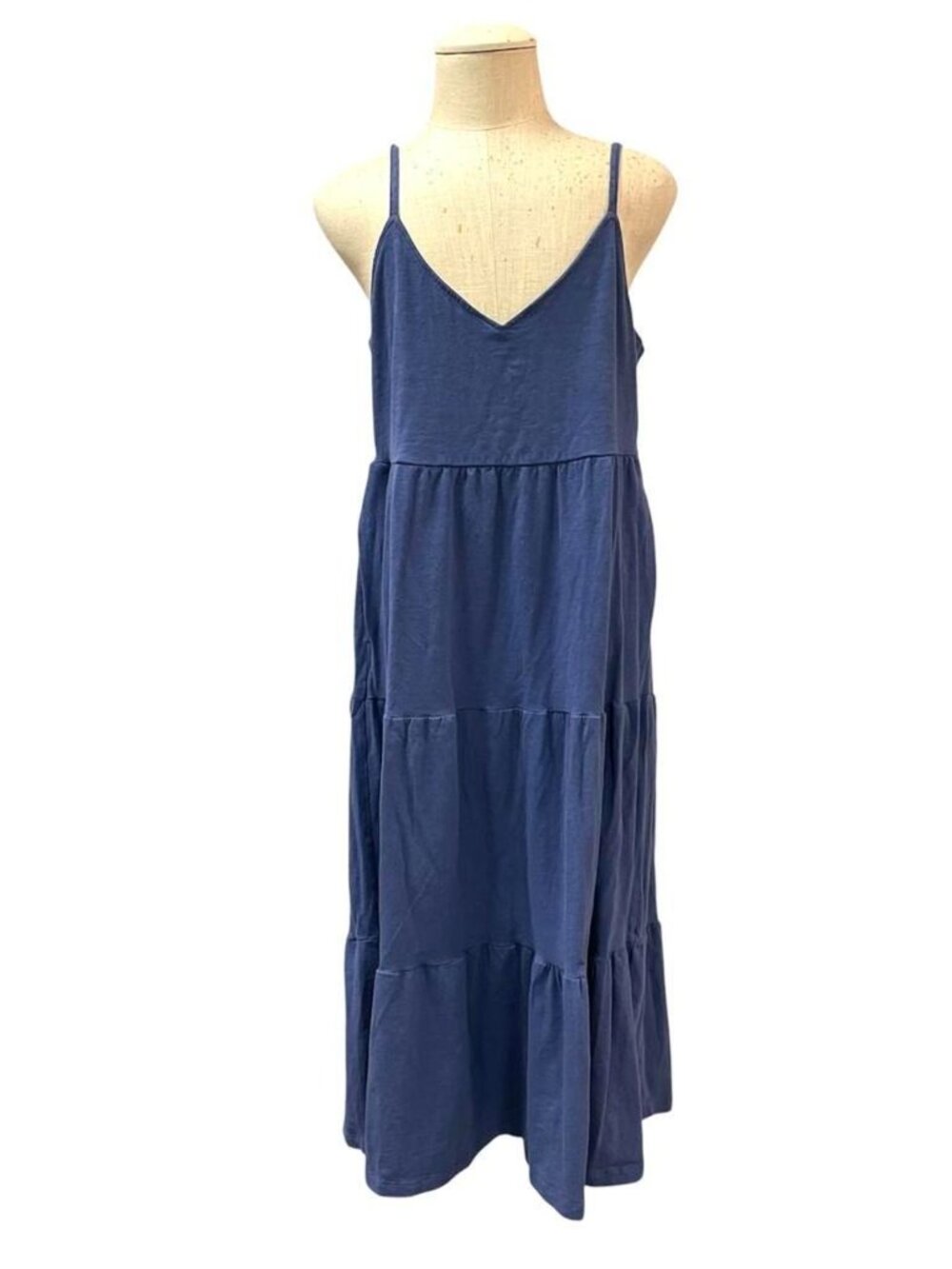 Old Navy Tiered Knit Cami Swing Midi Dress Cottagecore Travel Boho Resort